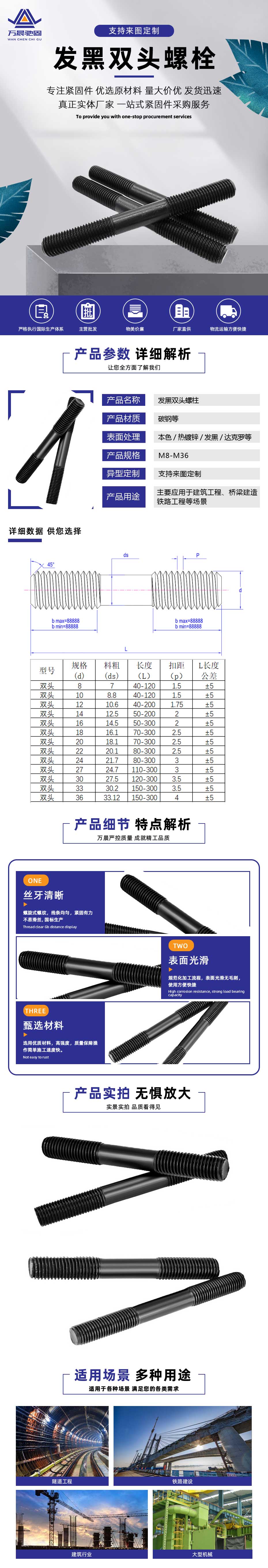 發黑(hēi)雙頭螺栓