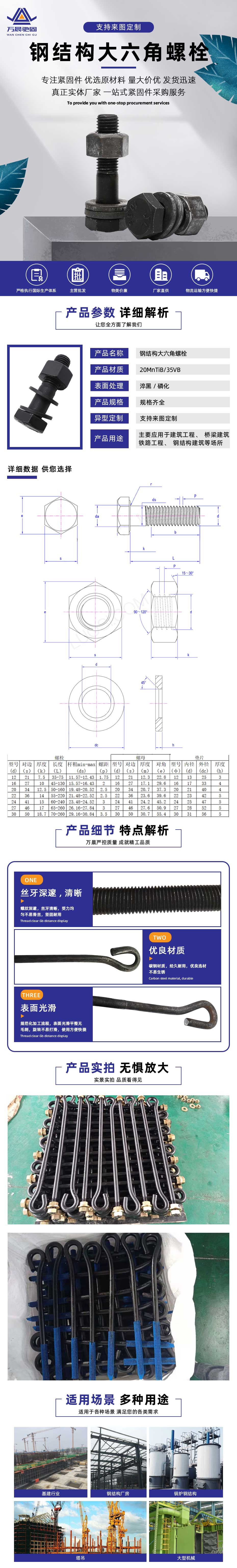 鋼結構大(dà)六角螺栓