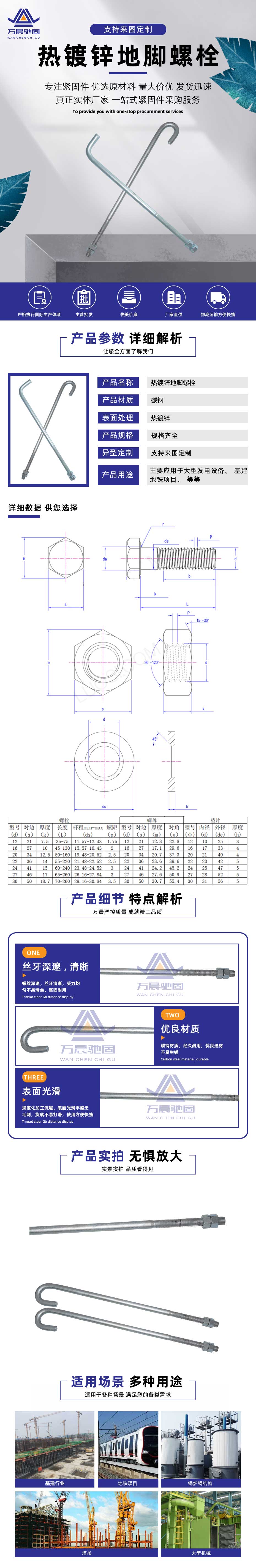 熱(rè)鍍鋅地腳螺栓