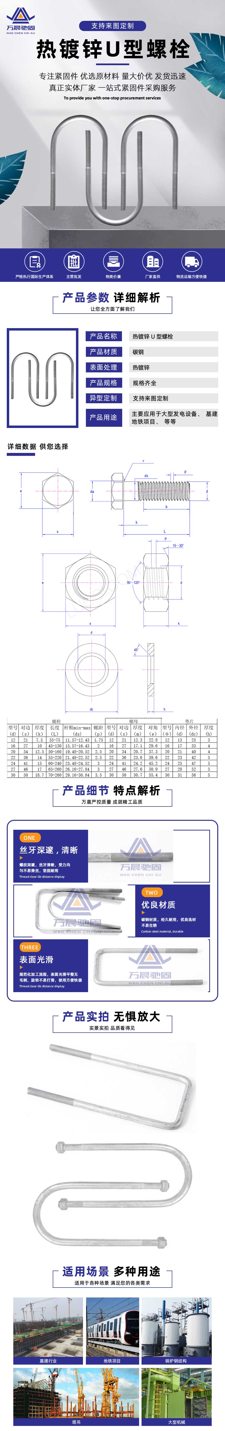 熱(rè)鍍鋅U型螺栓